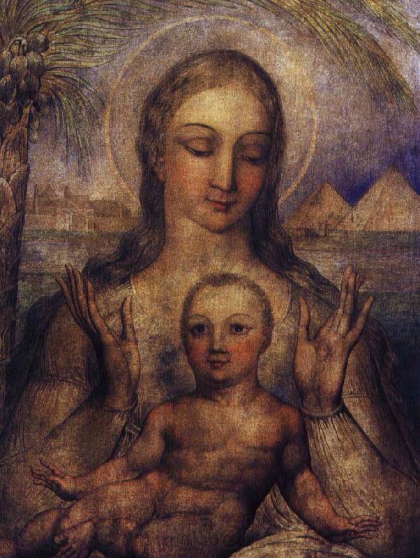 Blake, William madonnan med jed jesusbarnet i egypten Spain oil painting art